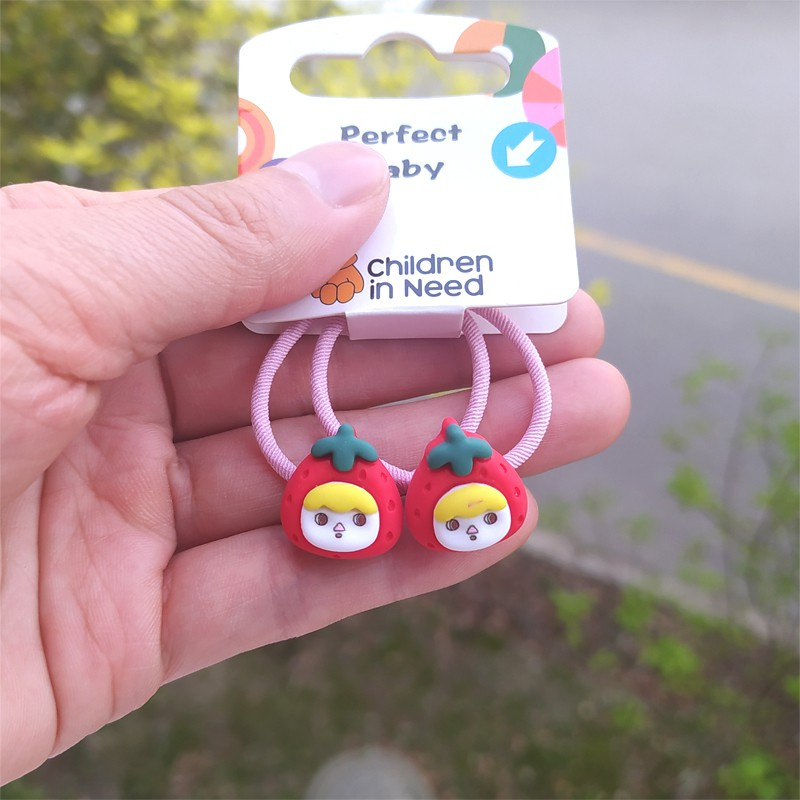 Set 2 Dây Cột Tóc Hình Quả Bơ / Xoài Hoạt Hình Dễ Thương Cho Bé Gái