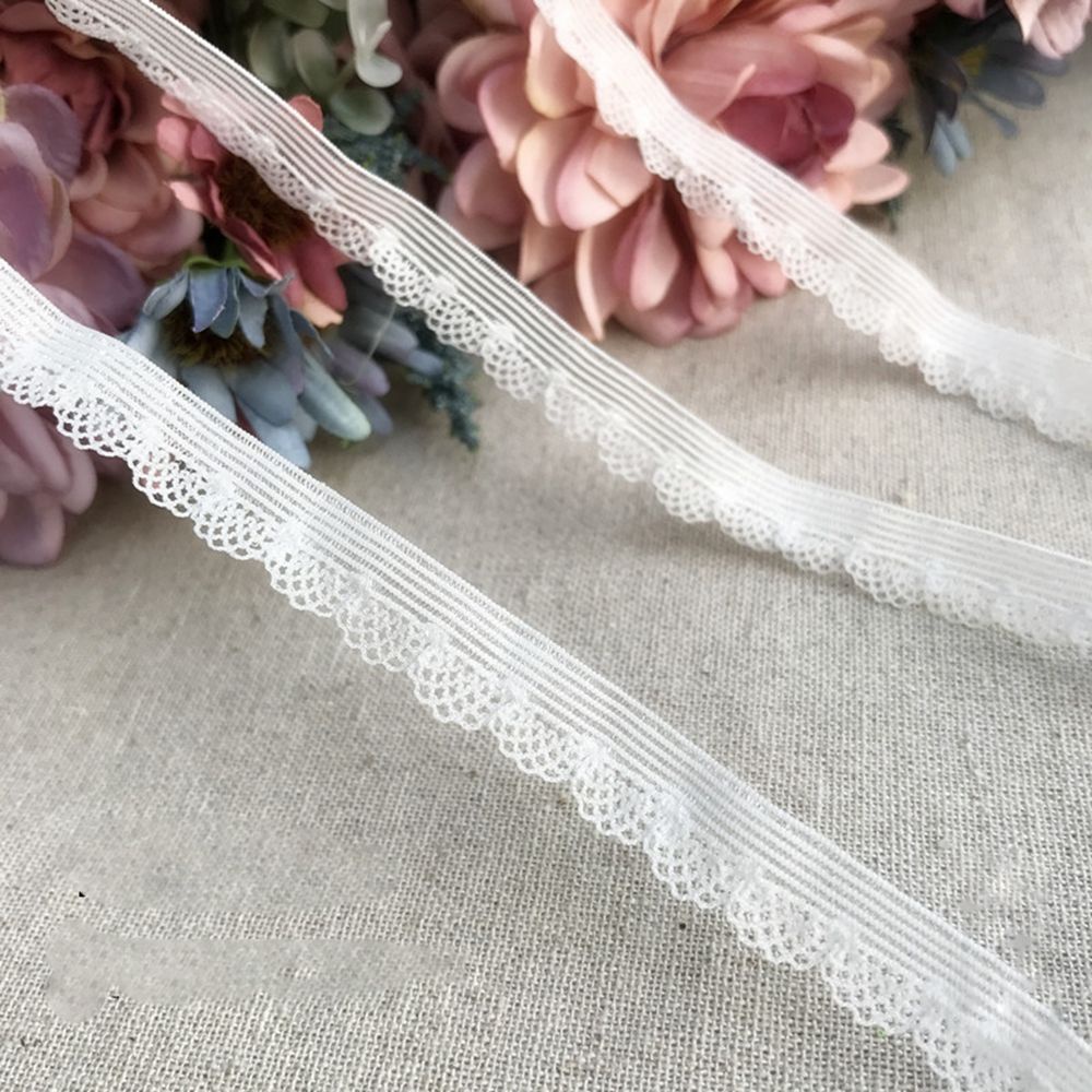 Dây ruy băng ren trắng co giãn dùng may trang trí quần áo búp bê thủ công chuyên nghiệp