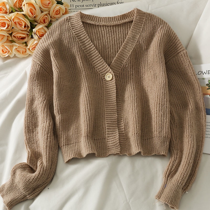 Áo cardigan Dệt Kim Tay Dài Cổ Chữ V Phong Cách Thời Trang Thu Đông Hàn Quốc Mới