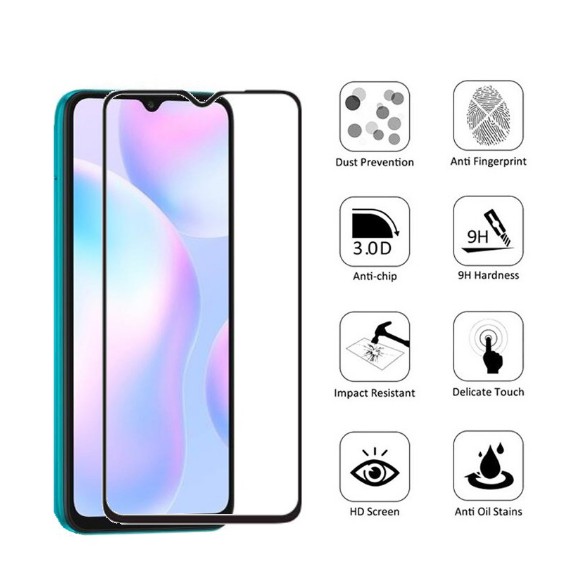 Xiaomi Redmi 9A_Kính cường lực 9D full keo, Full màn hình siêu bảo vệ máy