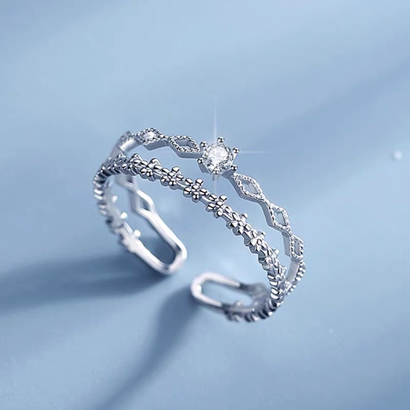 Nhẫn Bạc Nữ S925 Dạng Nhẫn Kép Điều Chỉnh Được Size - N2619 - Bảo Ngọc Jewelry