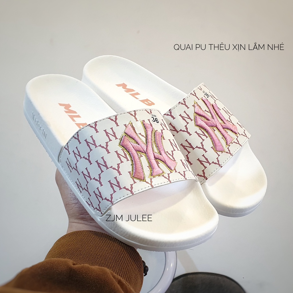 Dép Ulzzang nữ quai da thêu nổi (N&amp;Y) xịn xò Dép quai ngang hot trend