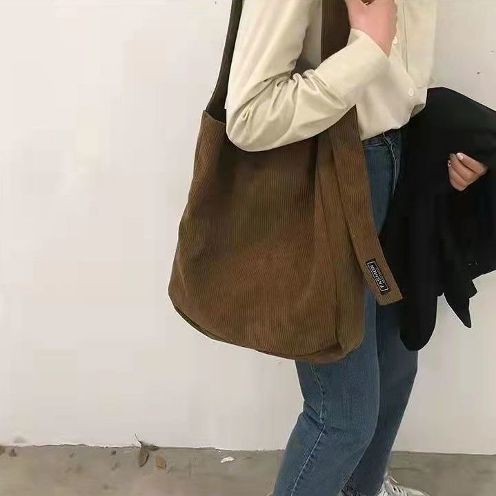 Túi Tote Đeo Vai Vải Nhung Cotton Màu Sắc Đơn Giản Thời Trang Cao Cấp
