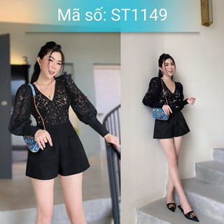 ➡️#ST1149 Jumpsuit đồ bay short phối ren tay dài cổ tim xinh xắn