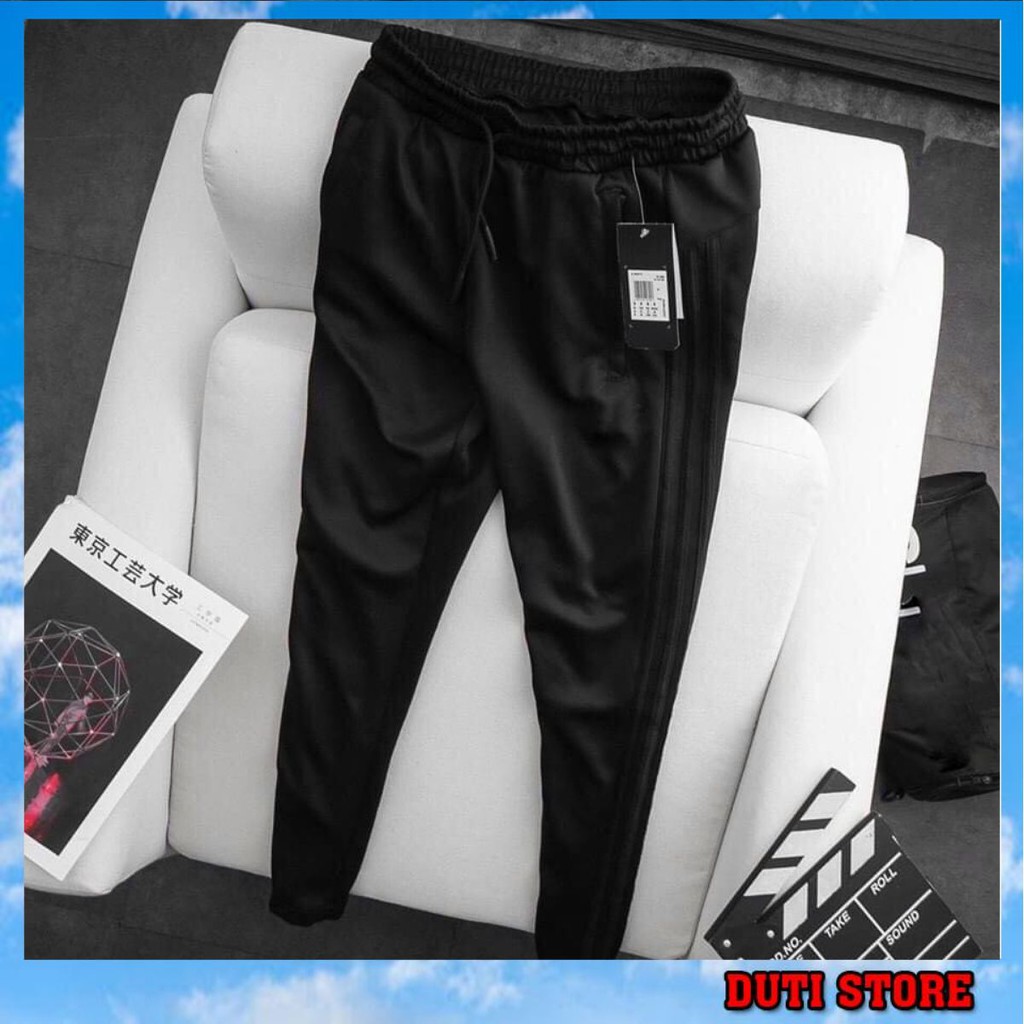 Quần thể thao nam dài ba sọc đen ống bó 214