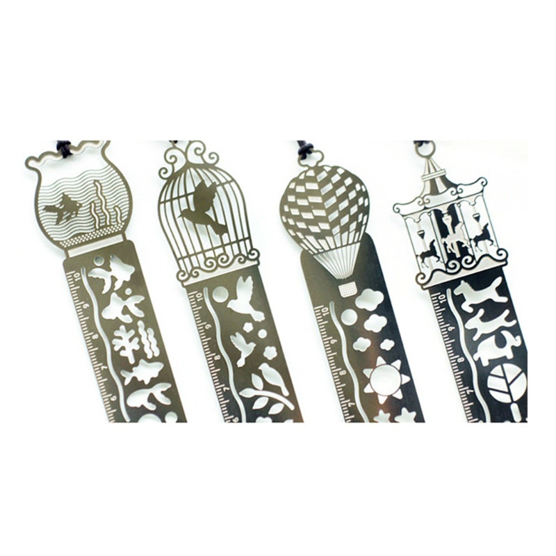 CHUA Creative Retro Metal Bookmark Unique Hollow-out Fish Tank-shaped Bookmark Metal Bookmark Exquisite Metal Bookmark Kits