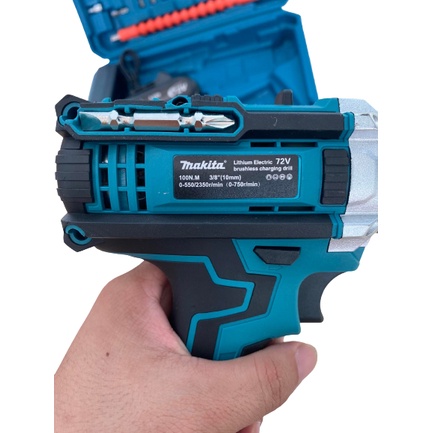 Máy khoan pin Makita 72v cầm tay, máy khoang pin 3 chức năng có búa, tặng kèm bộ phụ kiện 24 chi tiết
