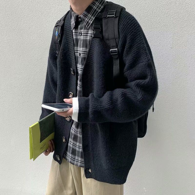 Hàng Mới Về!Áo Khoác Cardigan Dệt Kim Dáng Rộng Phong Cách Hàn Quốc Thời Trang Thu Đông Cho Nam