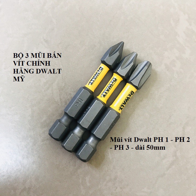 Bộ 3 Mũi Vít DeWalt Chính Hãng Ph1 - Ph2 - Ph3