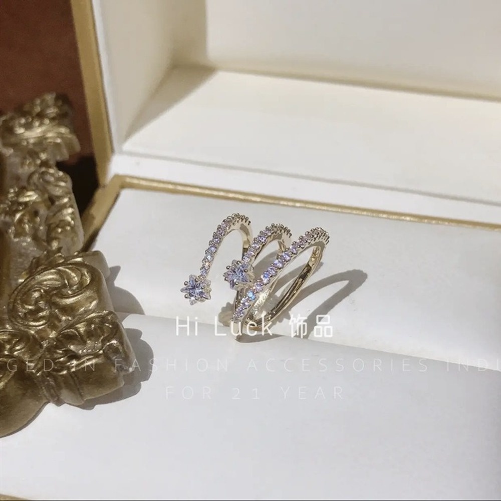 1 Khuyên Kẹp Vành Tai Nhiều Lớp Đính Đá Zircon Ngôi Sao Tinh Xảo Thời Trang Hàn Quốc Cho Nữ