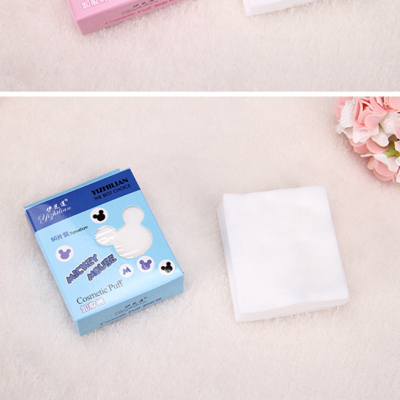 Hộp 50 Miếng Bông Tẩy Trang Bằng Vải Không Dệt Dùng Một Lần Tiện Dụng