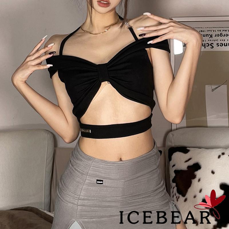 Áo Croptop Trễ Vai Màu Sắc Trơn Thiết Kế Cột Dây Nơ Thời Trang Mùa Hè Dành Cho Nữ