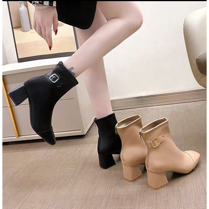 bốt nữ cổ lửng da trơn phong cách sang trọng 2021 | BigBuy360 - bigbuy360.vn