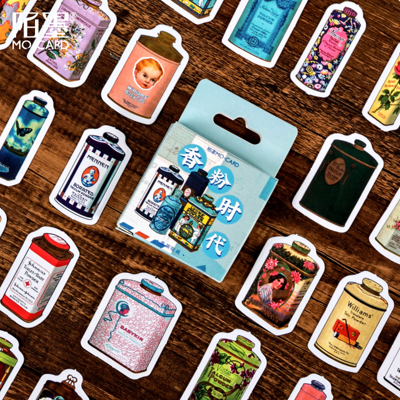 Hộp 46 Miếng Sticker Dán Chủ Đề Các Loại Lọ Trang Trí Phong Cách Retro ST393