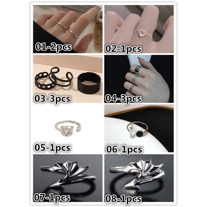 Set 1/2/3 Nhẫn Nữ Thời Trang Hàn Quốc