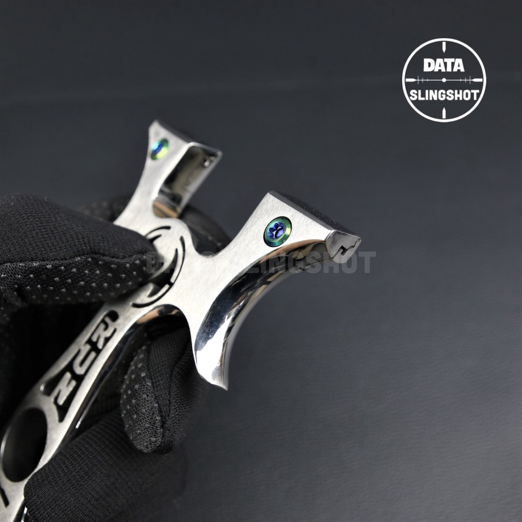 Ná Cao Su Inox CNC Đầu Lâu TH Chạc 8 Mài Bo Cạnh Hoàn Thiện gắn sẵn 2 ốc Titan - Chạc kẹp - DATA SlingShot