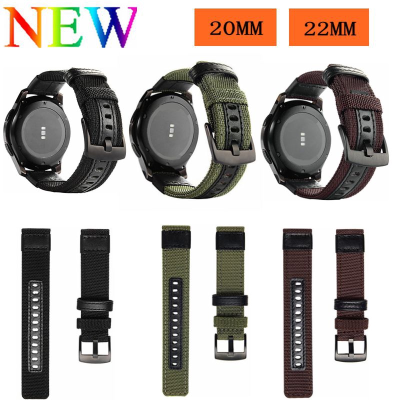 Dây Đeo Sợi Nylon 20mm 22mm Cho Đồng Hồ Thông Minh Garmin Vivomove Hr Vivoactive 3 Samsung Gear S3 Amazfit Bip