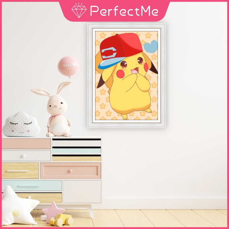Bộ tranh đính đá 5D họa tiết Pokemon độc đáo kích thước 30x40cm DIY dùng trang trí nhà cửa