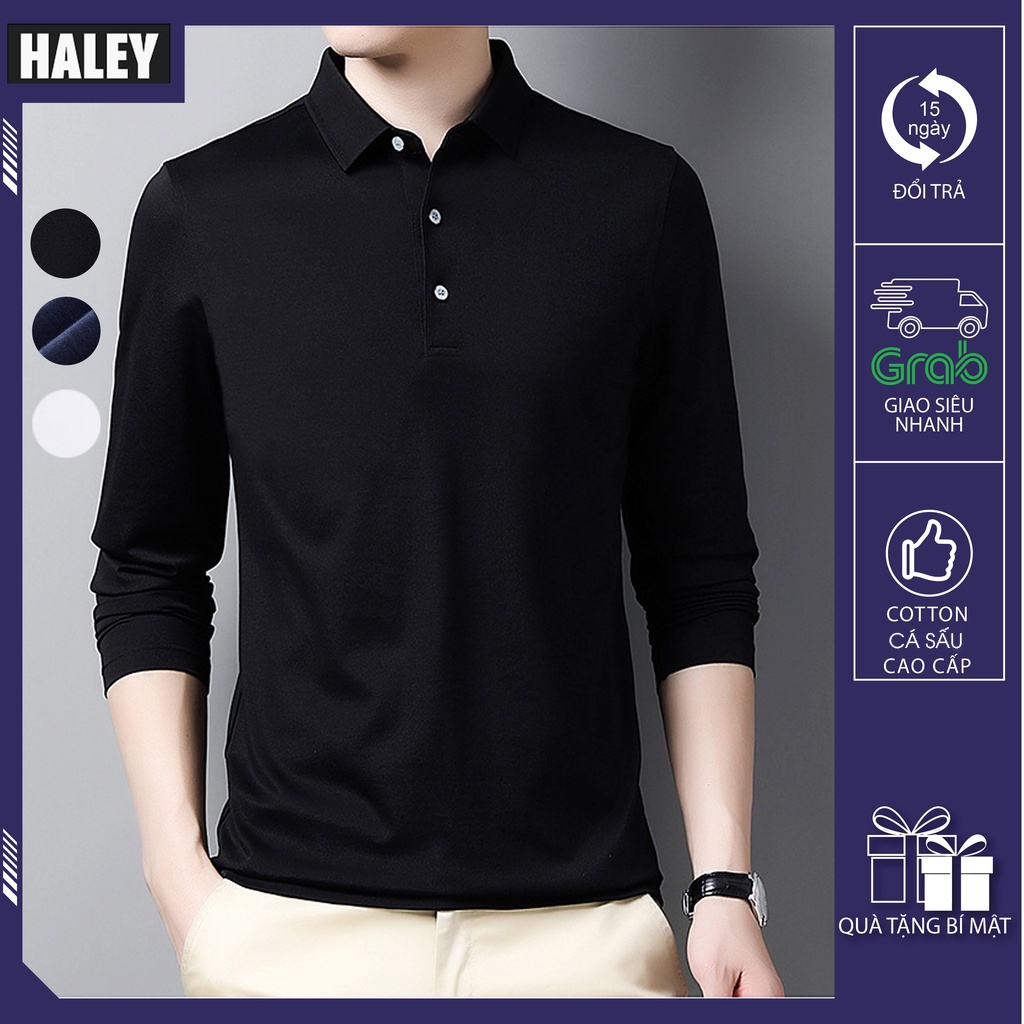 Áo Polo HALEY Nam Dài Tay Phong Cách Trẻ Trung Basic,Áo Giữ Nhệt Có Cổ Dài Tay Dáng Ôm đủ size 45-95kg chất đep cao cấp | BigBuy360 - bigbuy360.vn
