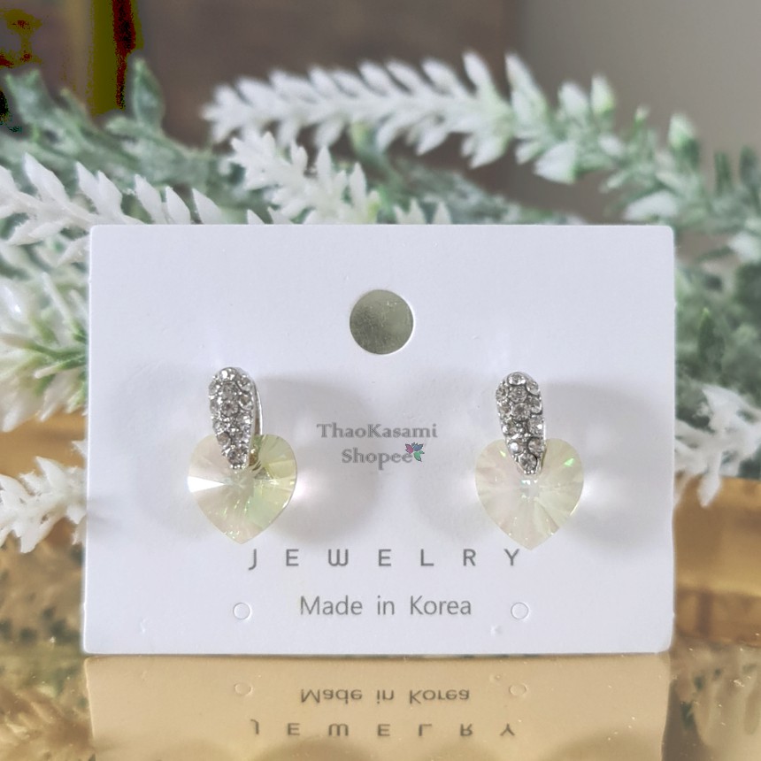[Made In Korea] Bông Tai Bạc 925 + Pha Lê+Ngọc Trai Nhân Tạo ( Không Đen, Không Ngứa, Lành Tính)