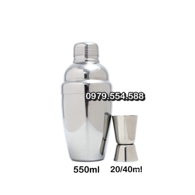 Combo bình lắc pha chế và jigger 2 đầu