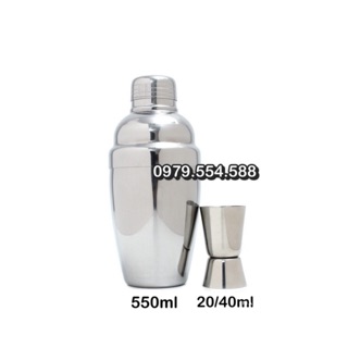 Combo bình lắc pha chế và jigger 2 đầu
