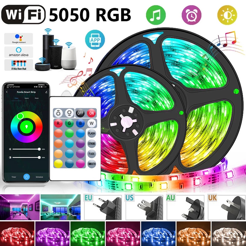 Đèn led RGB 5050, 2835 độ dài 5m 16 triệu màu có băng dính dán tường
