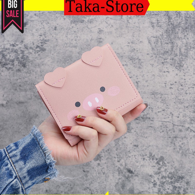 Ví nữ mini cầm tay  ngắn  cao cấp giá rẻ  hình con heo hottrend VD993