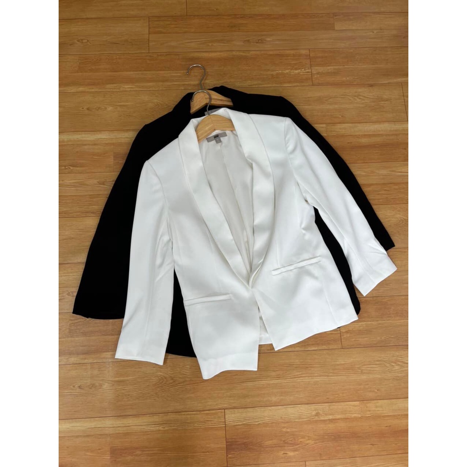 Áo blazer H-M dư xịn - sẵn 02 màu Đen + Trắng không khuy