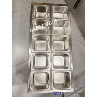 THÙNG GIỮ LẠNH VÀ KHAY INOX ĐỰNG TOPPING / BỘ 10 CÁI 1/6×10.