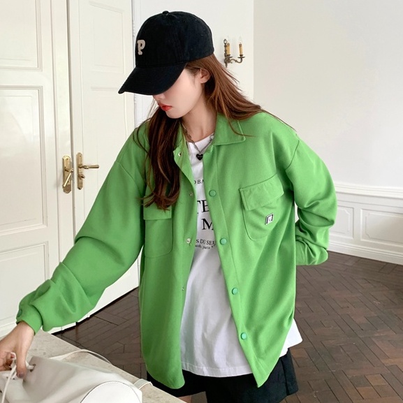 ZHELIHANGFEI Áo Sơ Mi Tay Dài Dáng Rộng Cổ Bẻ Thời Trang Trẻ Trung