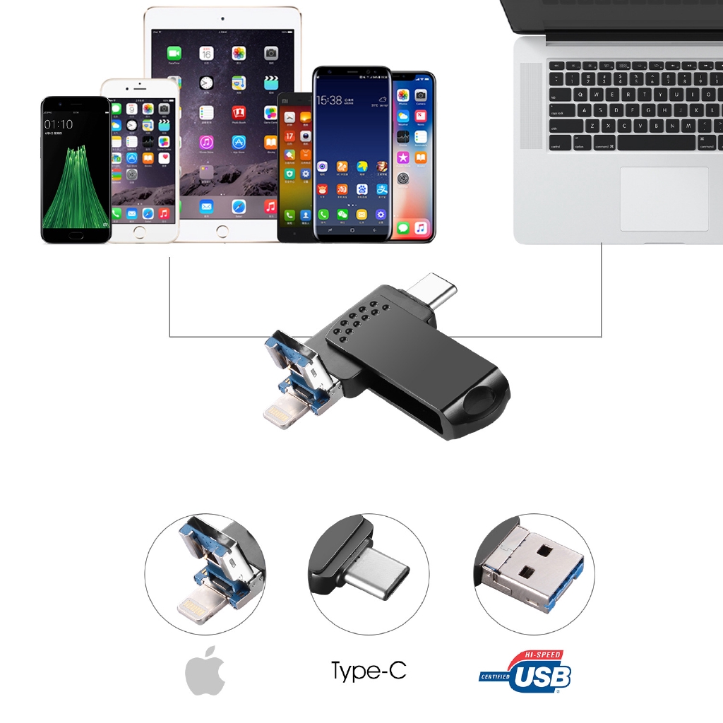 USB Type C 16gb 32gb 64gb 128gb 256gb 512gb 3 trong 1 chuyên dụng cho ĐT táo/tablet táo
