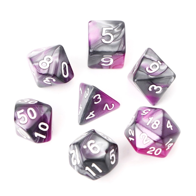 Bộ 7 viên xúc xắc D4-D20 bằng acrylic đa diện cho board game TRPG