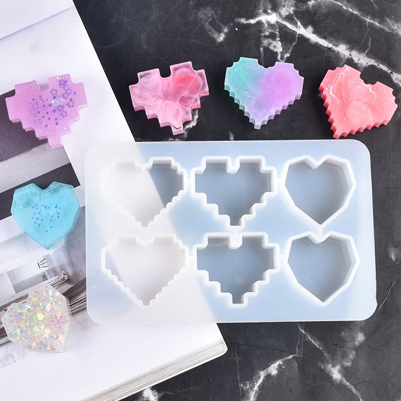 Khuôn làm kẹo đường đồ trang trí epoxy DIY tạo hình trái tim 3D handmade tiện lợi