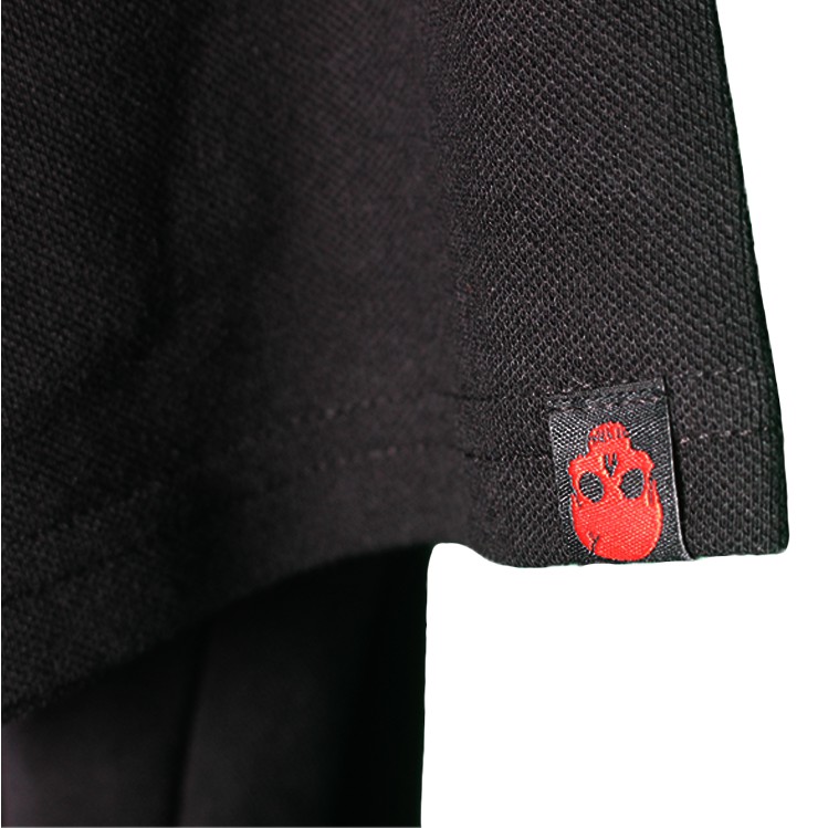 Áo thun Polo đen unisex Tag Cao su Logo Skull chính hãng vải cá sấu Cotton cao cấp - Thương hiệu SkullStore