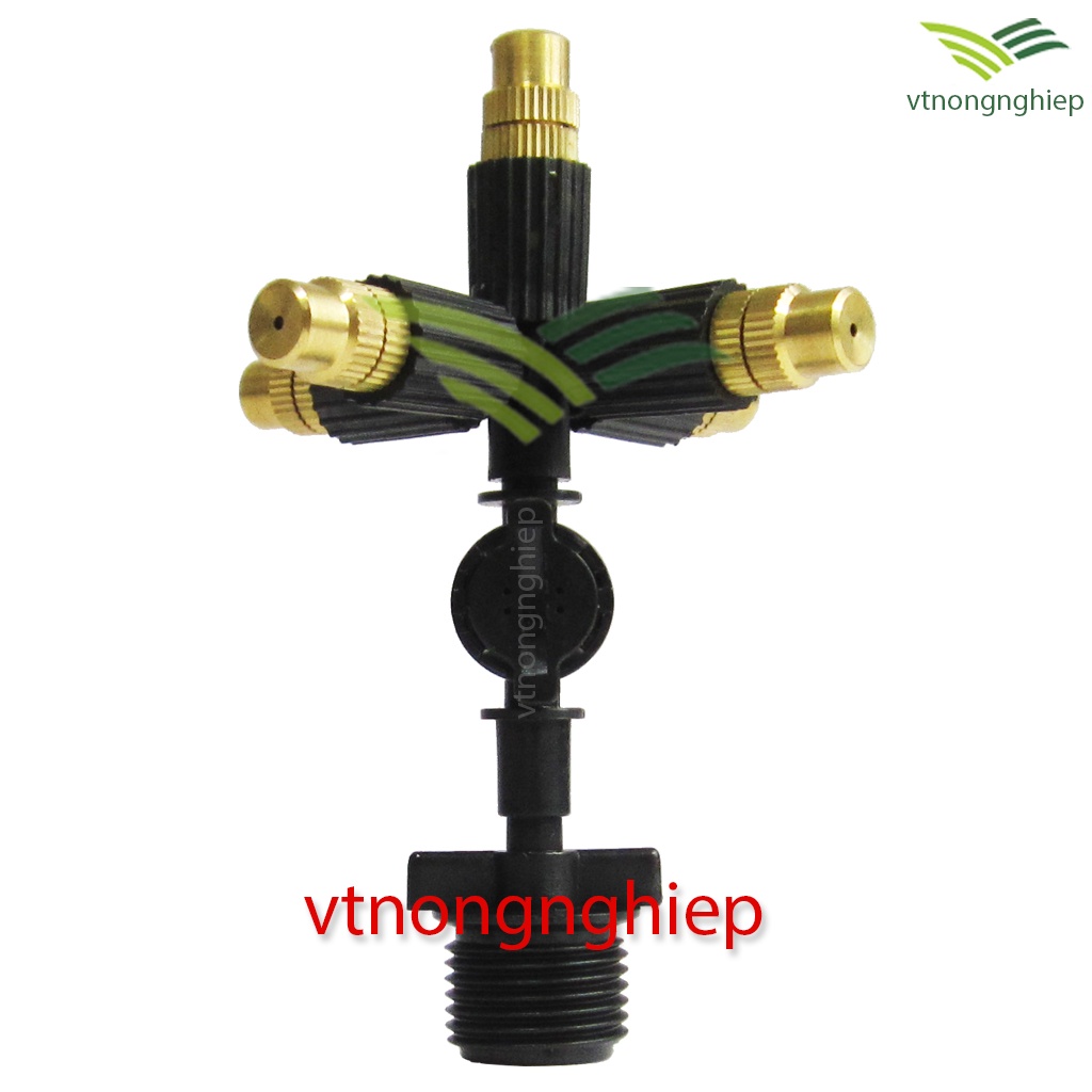 Béc Phun Sương 5 Hướng Đầu Đồng, Đầu Bù Áp, Nối ren 21mm, Tưới Lan, Cây Cảnh, Vườn Rau