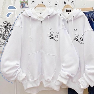 Áo Hoodie nữ nam unisex áo khoác nỉ bông tay bồng form rộng in cậu bé và chú cún nhỏ chất liệu nỉ bông dày dặn