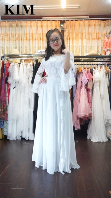 Đầm maxi trắng tay dài chụp ảnh cưới phong cách cổ điển cực yêu <3 - kèm hình thật 100%