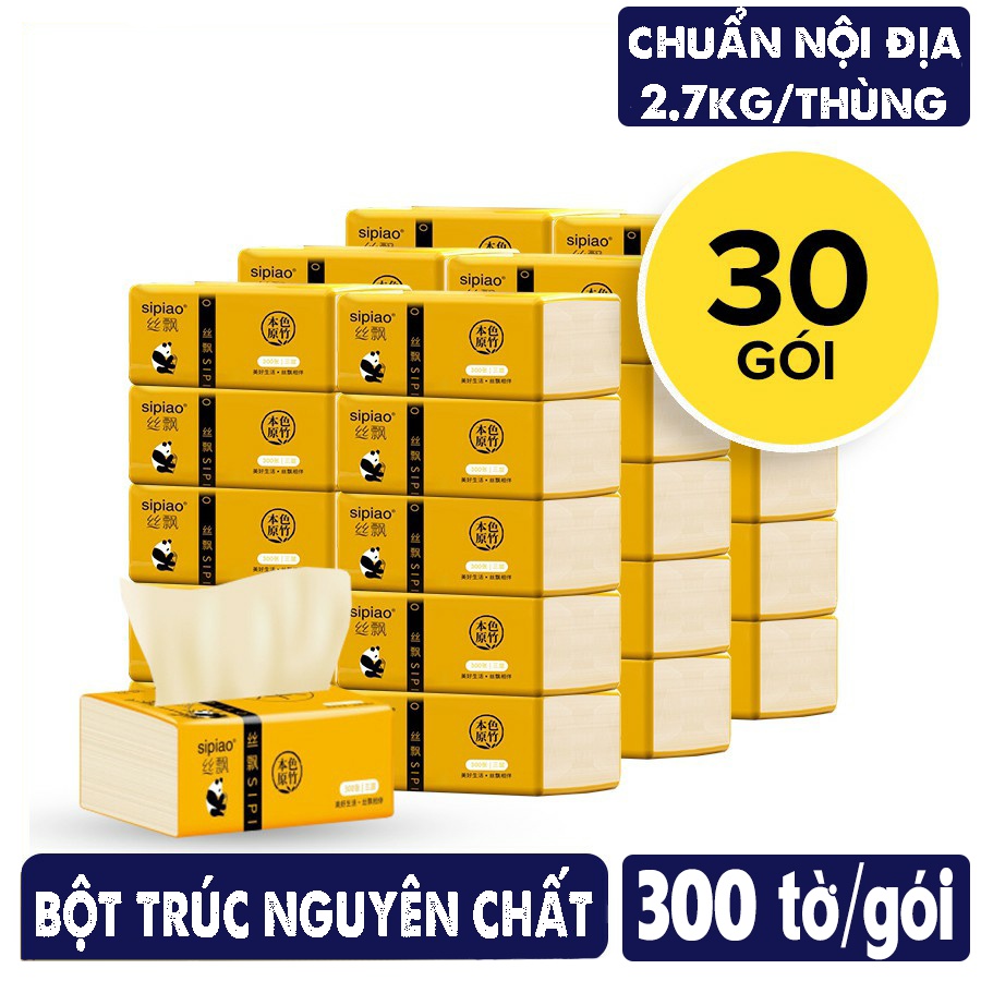Thùng 30 gói giấy ăn sipiao siêu dai từ bột trúc