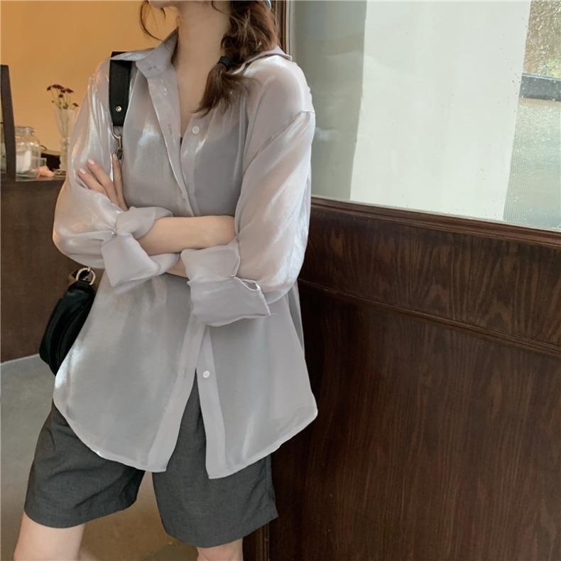 Áo Cardigan Chiffon Lụa Sáng Tay Dài Chống Nắng Tia Cực Tím Phong Cách Mới Mùa Hè Dễ Phối Đồ Thời Trang Cho Nữ 2022