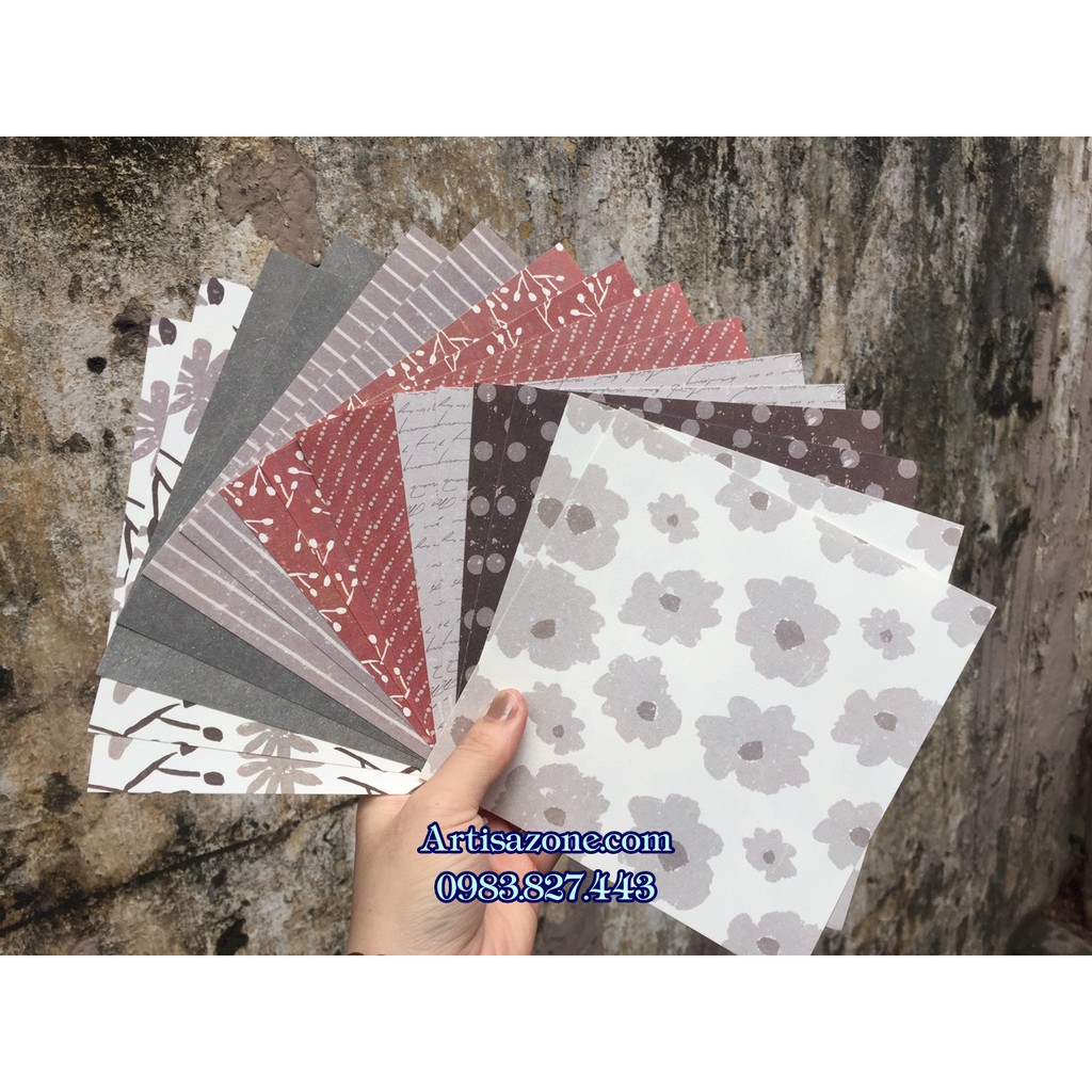 Giấy họa tiết Vintage làm Lovebox, scrapbook - Set 16 tờ hoặc 12 tờ