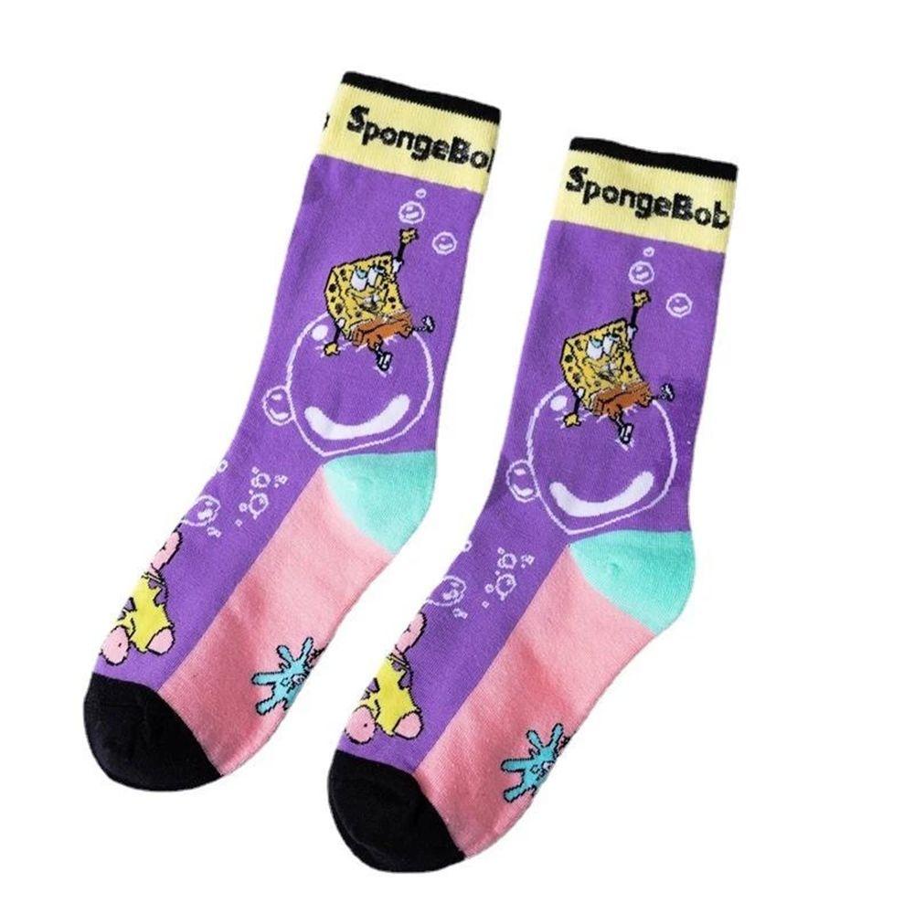 Vớ Cotton Thoáng Khí Họa Tiết Hoạt Hình Spongebob Phong Cách Harajuku 26EDIE Vui Nhộn Cho Nữ