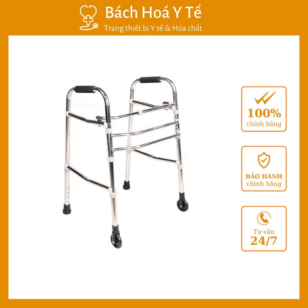 Khung Tập Đi Cho Người Già, Khung Hợp Kim Nhôm Có Bánh Xe Chống Trơn Trượt