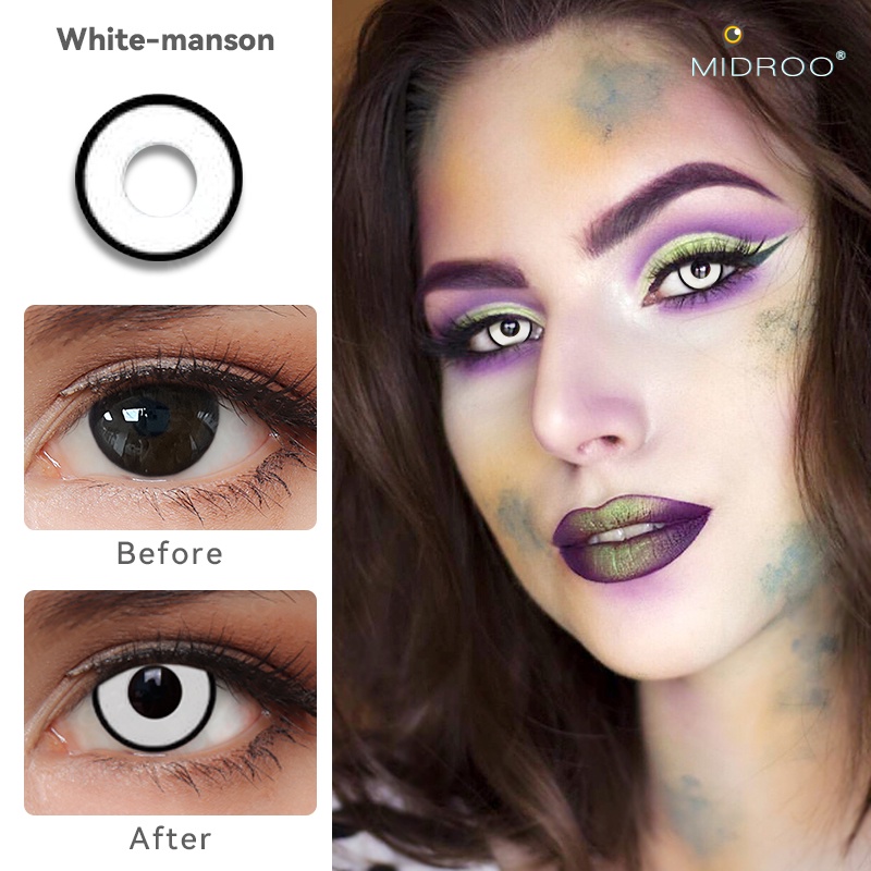 Kính áp tròng Midroo 14.5mm màu trắng mềm mại thoải mái dùng hóa trang halloween