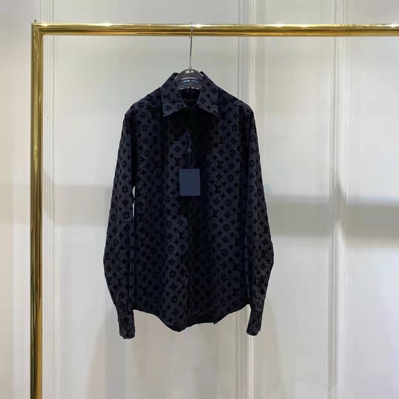 Áo sơ mi nam họa tiết chữ nhỏ thương hiệu Louis Vuitton LV cao cấp