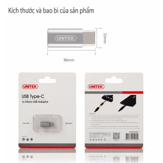 ĐẦU ĐỔI TYPE C -> MICRO UNITEK YA 027AGY , ĐẦU ĐỔI TYPE C SANG USB MICRO 2.0