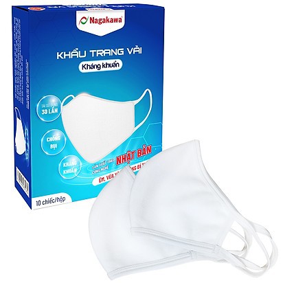 Khẩu trang vải 2 lớp kháng khuẩn Nagakawa - Công nghệ Nhật Bản Hộp 10 chiếc | BigBuy360 - bigbuy360.vn