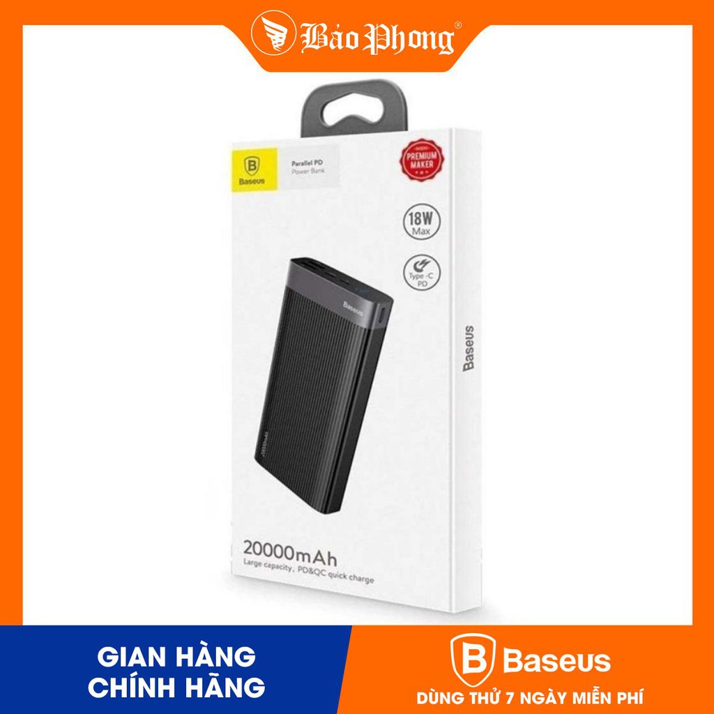 [Mã 159ELSALE hoàn 7% đơn 300K] Pin dự phòng BASEUS 20000 mAh 18w Parallel Type-C PD +QC3.0 PPALL-APX01