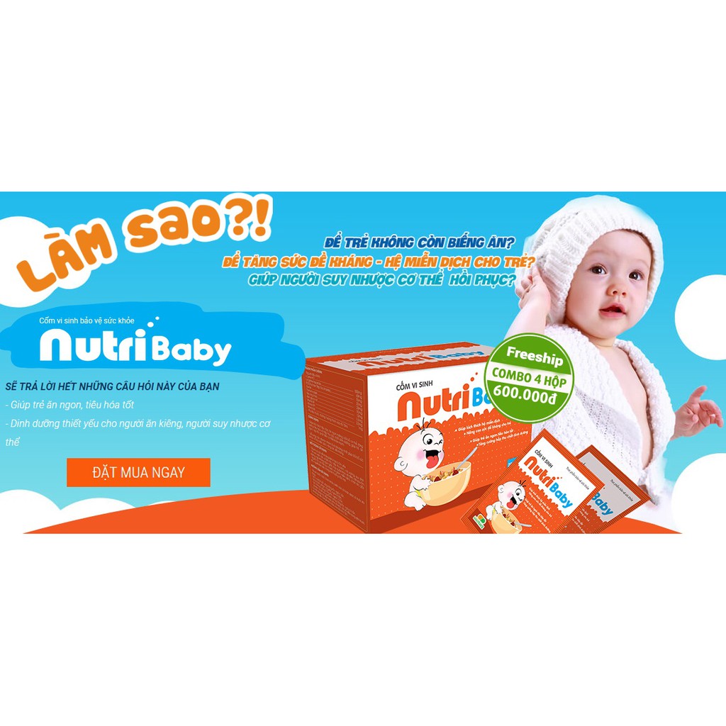 Cốm Vi Sinh NutriBaby-Kích thích tiêu hóa, giúp bé ăn ngon miệng hơn, tăng cân đều đặn