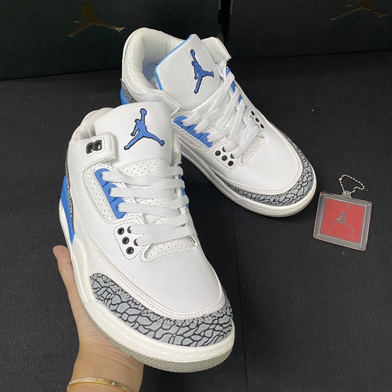 Giầy jordan 3 trắng xanh chơi bóng rổ cho nam Fullbox